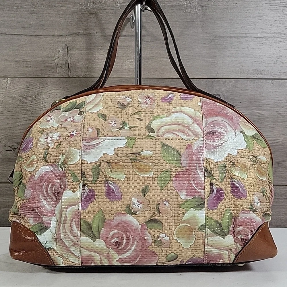 Patricia Nash Floral Leather Dome Satchel Handbag